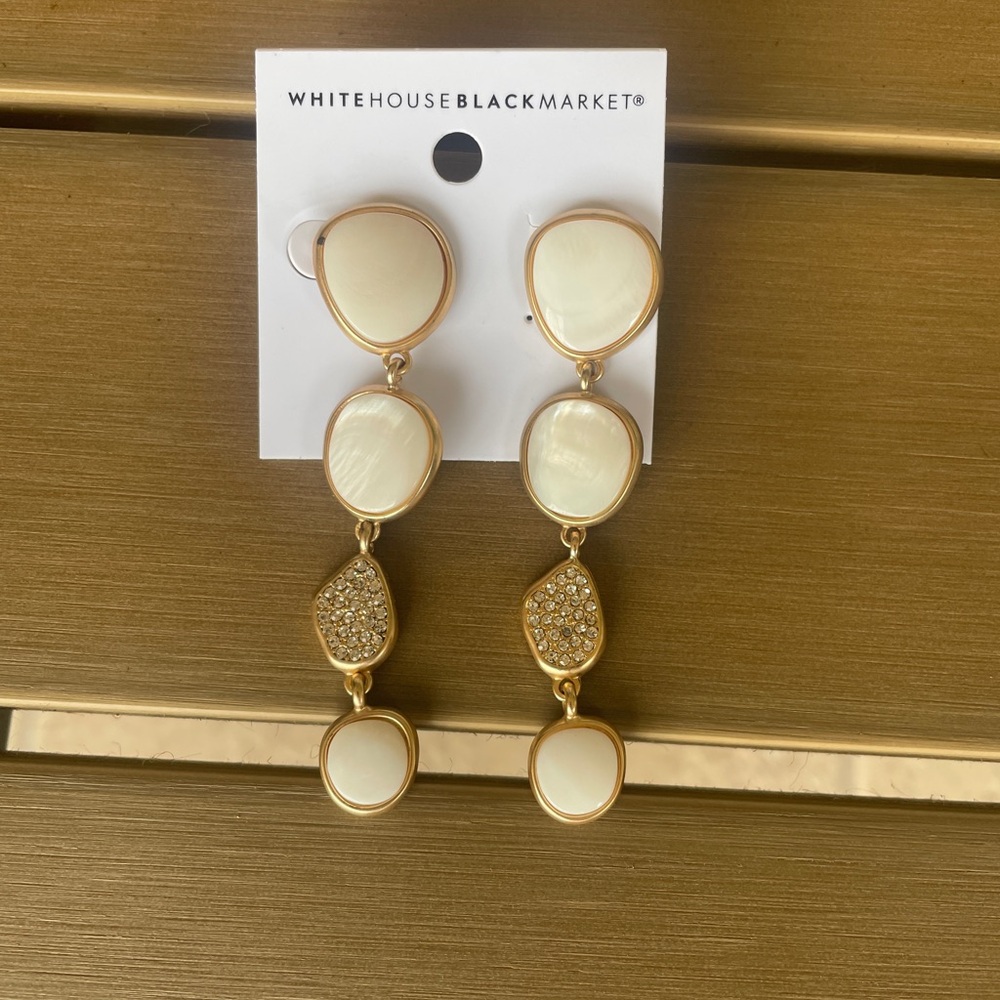 White House Black Market Gold and Cream Earrings